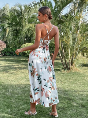 Vestido Feminino Estampado Frente Única e de Alça Boho