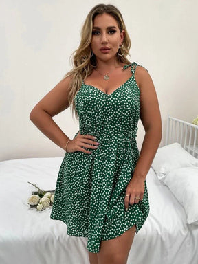 Vestido Feminino Plus Size Soltinho Florzinha com Cinto Vogue