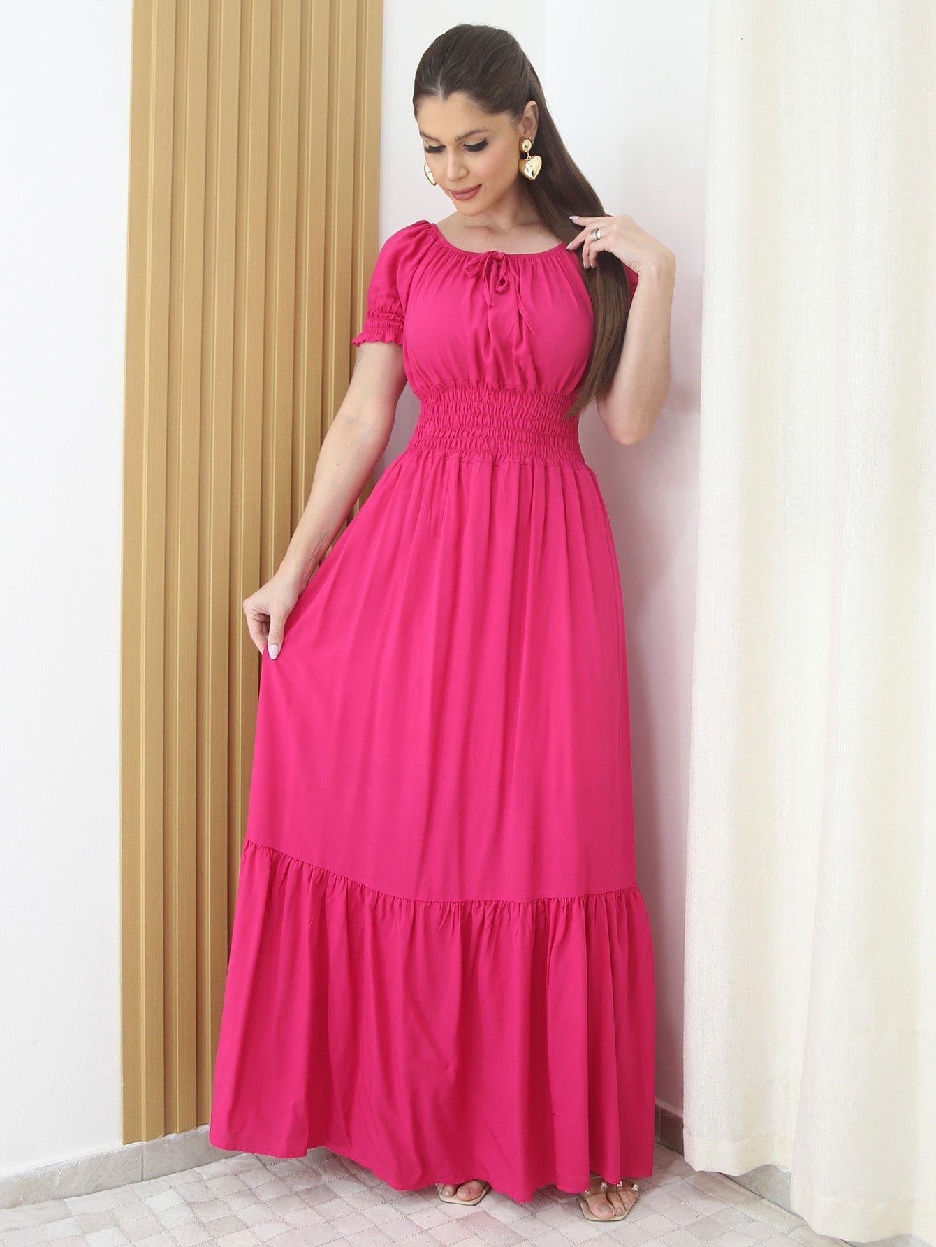 Vestido Feminino Longo com forro e elástico Princess