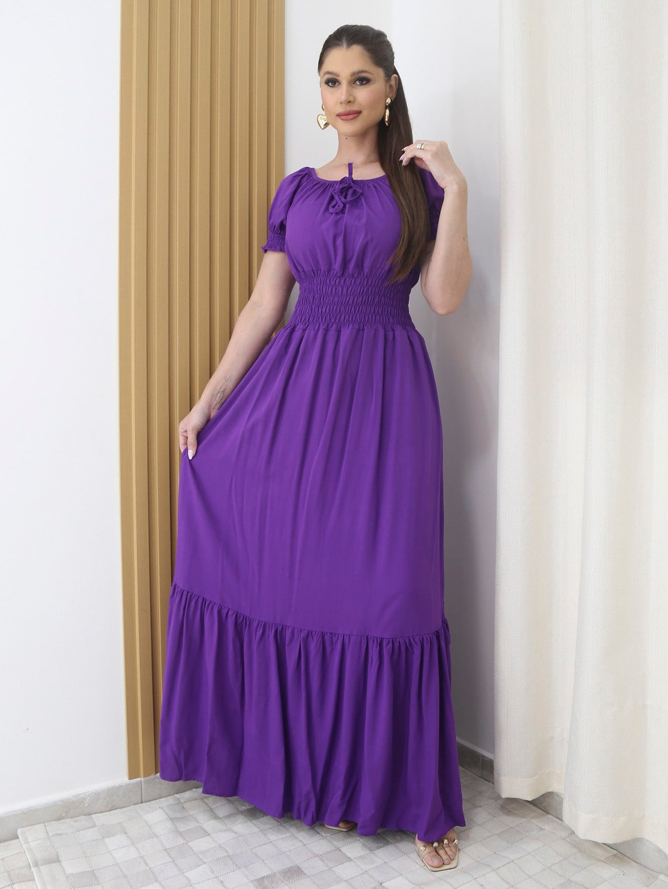 Vestido Feminino Longo com forro e elástico Princess