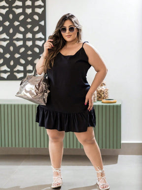 Vestido Feminino Plus Size Fresquinho Alça Ajustável Festa Mademoiselle