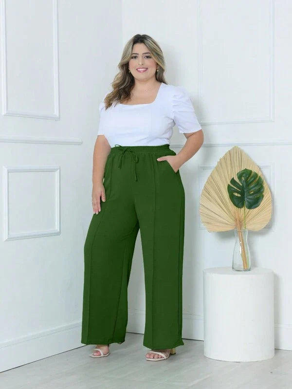 Calça Feminina Pantalona Plus Size Élegance