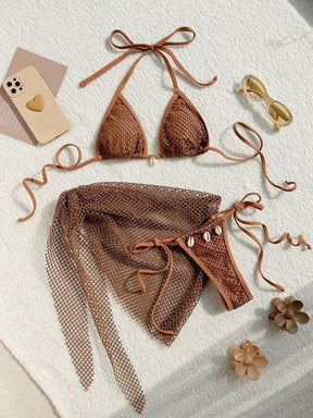 Conjunto Feminino Biquini e Saída de Praia Bottom Concha Couture