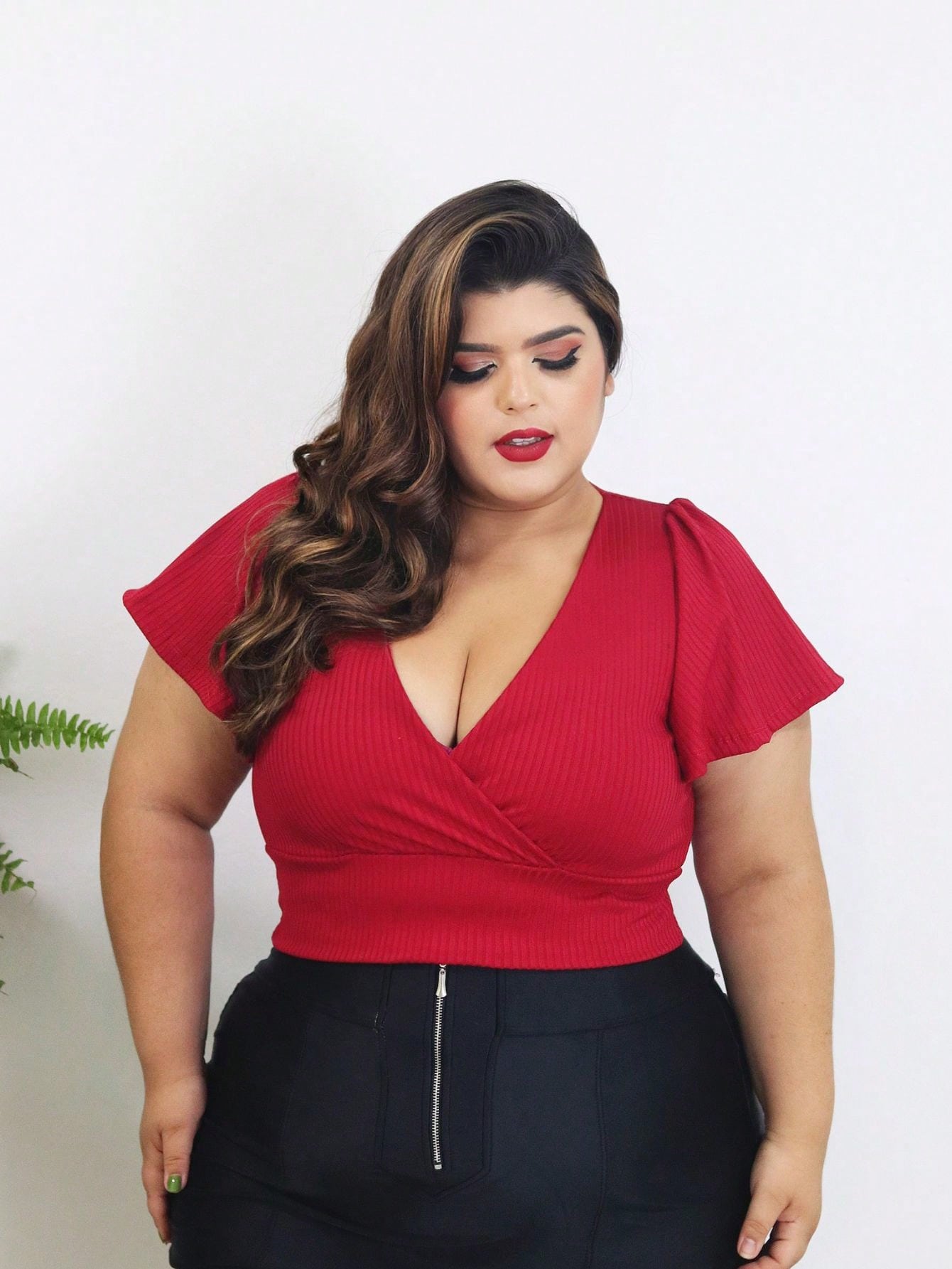 Cropped Manga Flare Canelado Moda Plus Size