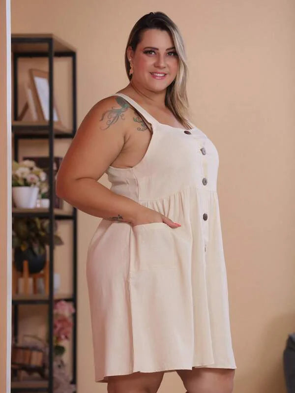 Vestido Feminino Moda Plus Size com Bolso Revê