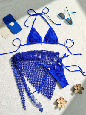 Conjunto Feminino Biquini e Saída de Praia Bottom Concha Couture