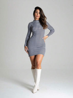 Vestido Feminino Manga Longa Gola Alta Anne