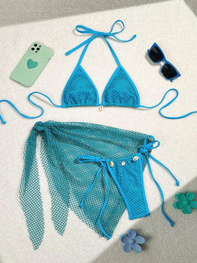 Conjunto Feminino Biquini e Saída de Praia Bottom Concha Couture