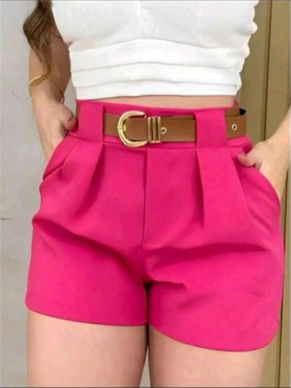 Short Feminina com Cinto Incluso a Bolso Fashion