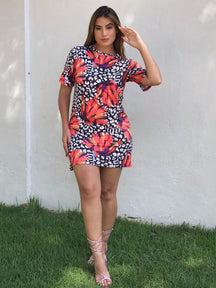 Vestido Feminino Casual Estampado Curto