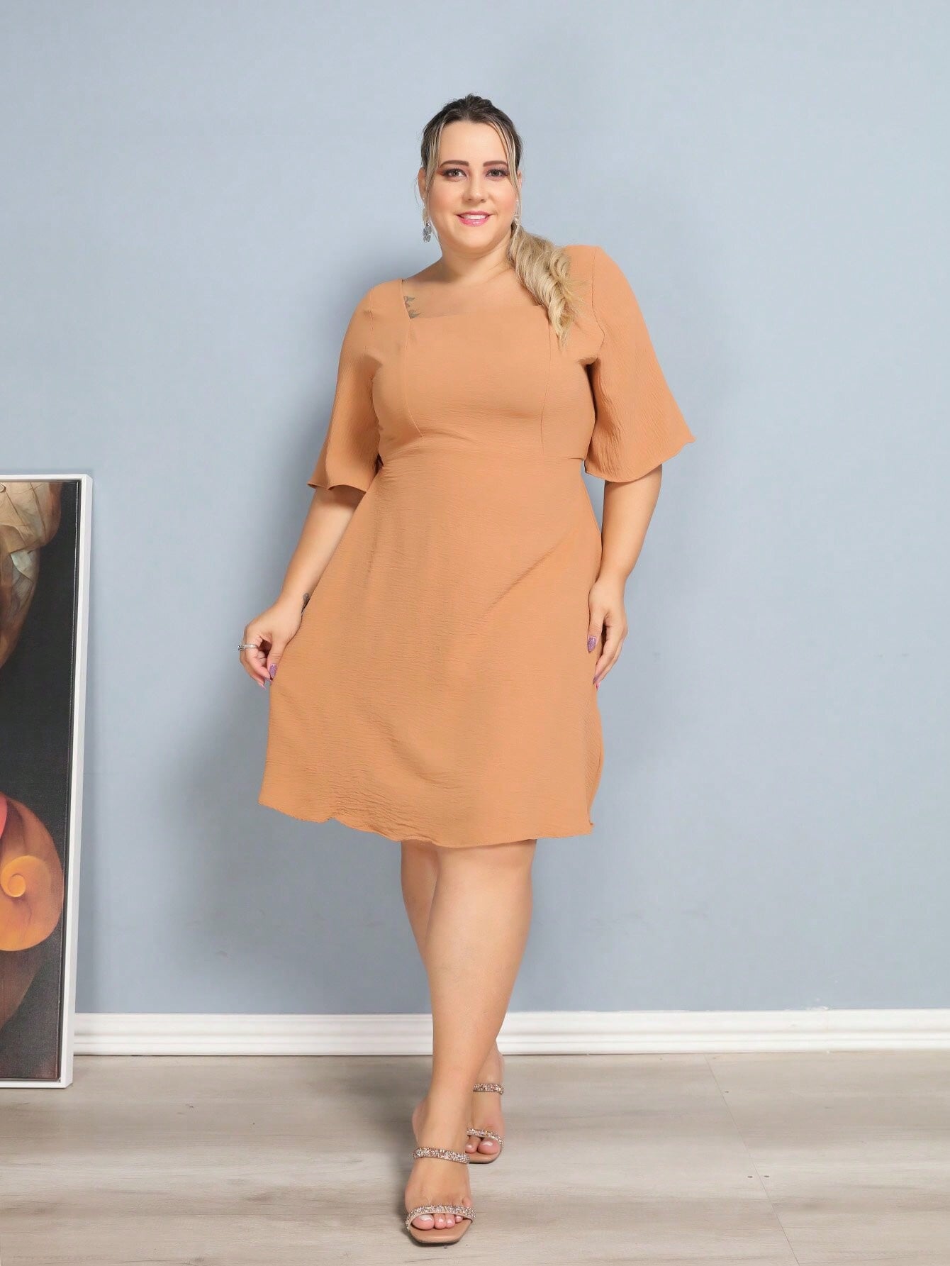 Vestido Feminino Curto Estampado Plus Size Mademoiselle