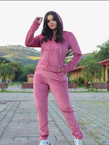 Conjunto Feminino De Inverno em mini Veludo e moletinho Margarida