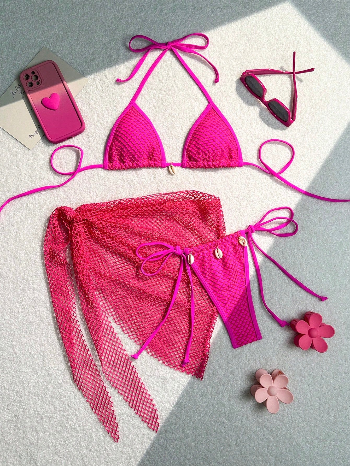 Conjunto Feminino Biquini e Saída de Praia Bottom Concha Couture