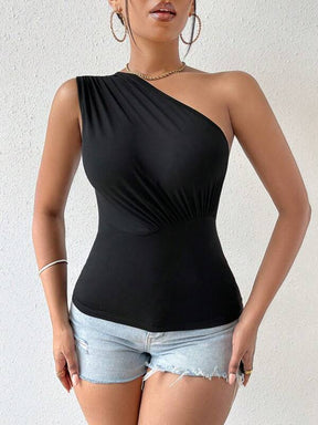 Blusinha Feminina um Ombro Solido Chérie