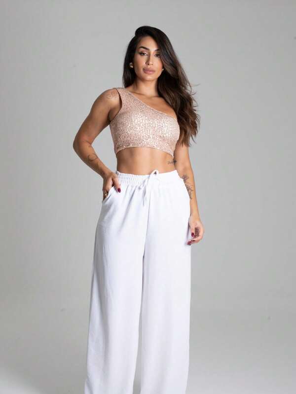 Conjunto Feminino Look Completo Cropped sem Manga