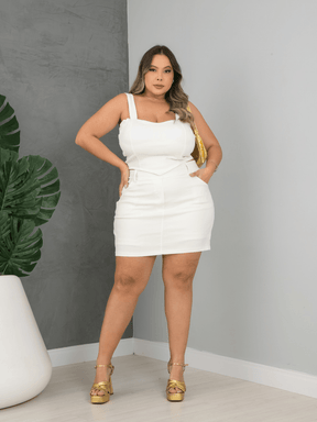 Conjunto Feminino Plus Size Cropped com Bojo e Saia Short Vogue