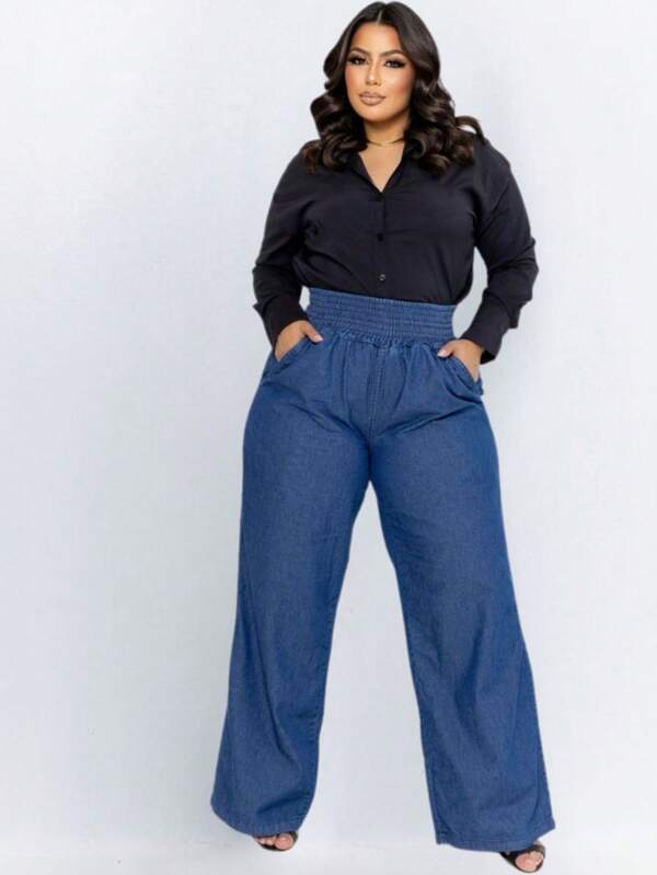 Calça Feminina Plus Size Elástico e Bolso Confortável Vogue