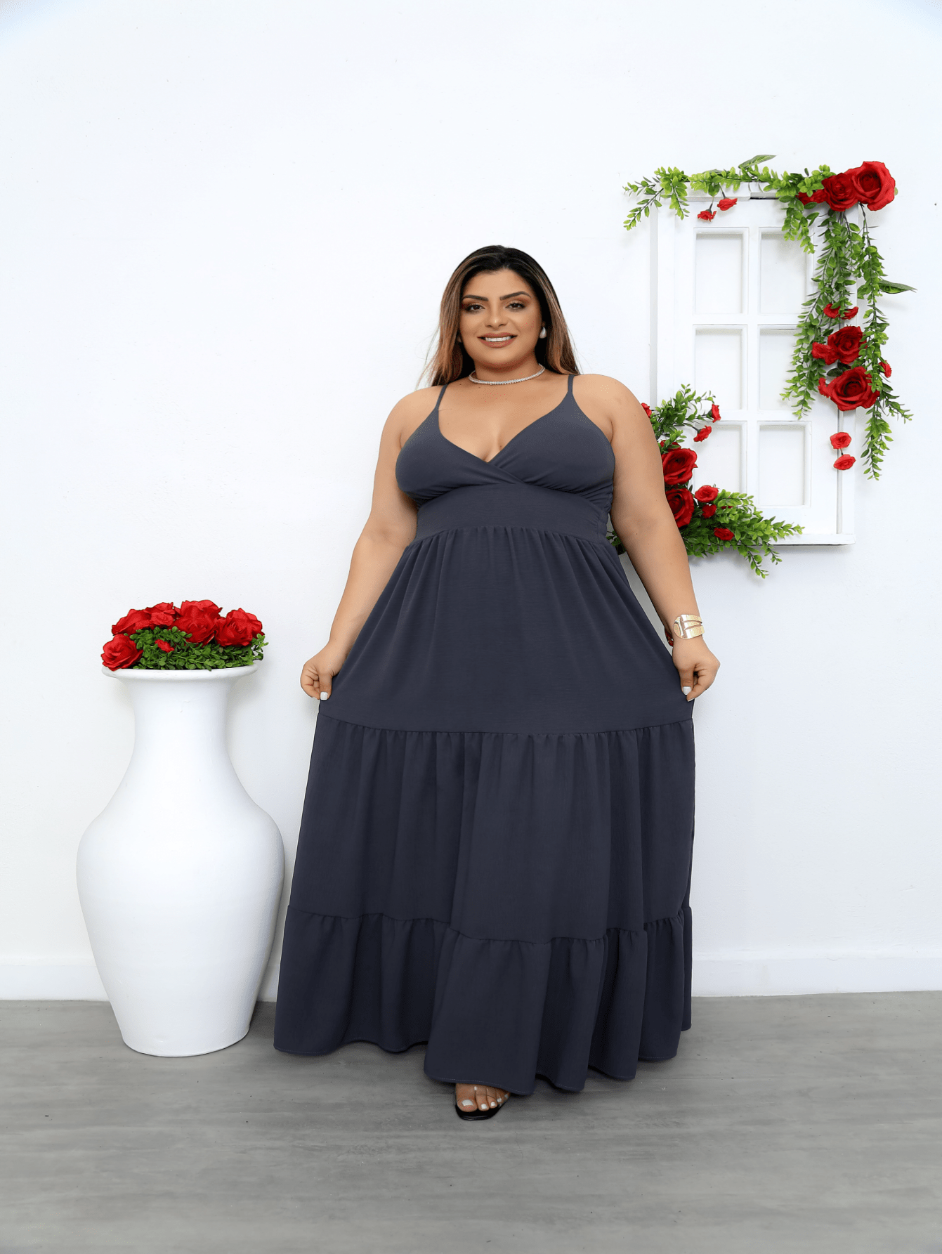 Vestido Feminino Longo Plus Size Mademoiselle