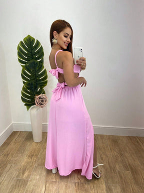 Vestido Feminino longa com Fenda de Alça