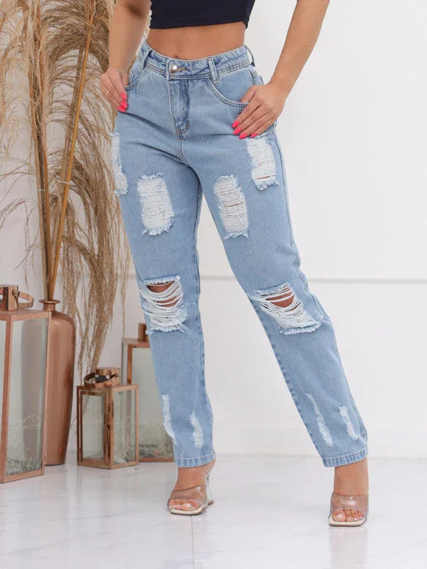 Calça Feminina Jeans Estilo Rasgos